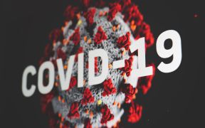 COVID-19 Virus mit Schriftzug